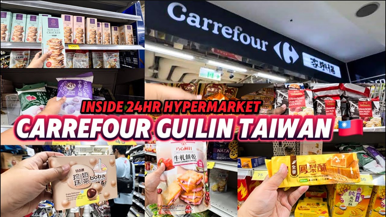 GROCERY SHOPPING AT CARREFOUR TAIWAN 24HR HYPERMARKET 🇹🇼 |  Nougut Sandwich Crackers & Mochi