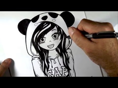 Como desenhar Bonequinha PANDA Tumblr - passo a passo 