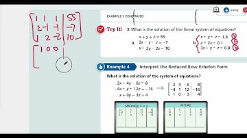 EnVision Algebra 2 Lesson 1-7: Solving Linear Systems Using Matrices, Example 3