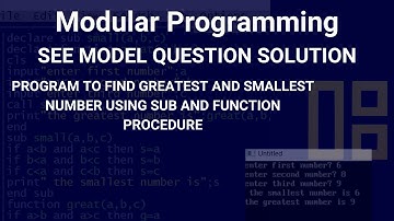 greatest and smallest number among 3 numbers|SEE modular programming | SEE Model Question Solution