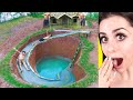 Kids Build AMAZING Water Slide Around Their SECRET UNDERGROUND HOUSE !