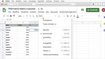 Foglio elettronico: riferimenti relativi e assoluti