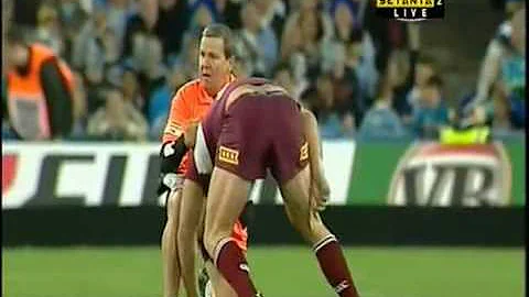 Michael Crocker knocked out by the ball in 2008