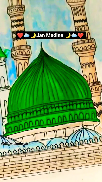 Easy Madina in moonlight ☁️🌙 painting for beginners #art #art shorts #shorts