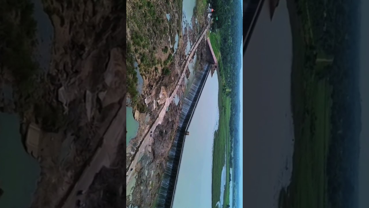 i found today Golden Hour Aerials:flying over the reservoir toward the dam wall as the sun sets.