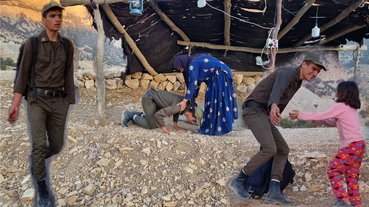 The return of a nomadic boy from themilitary, the happiness of his ...