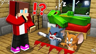 How Scary Tom and Jerry DRAGGED Mikey and JJ UNDER THE BED in Minecraft ? - Minecraft (Maizen)