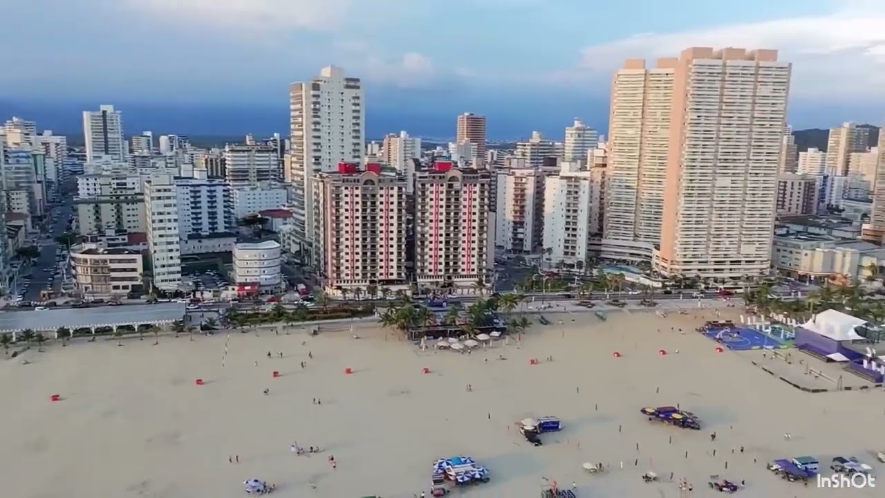 #voo feirinha da Guilhermina | Pôr do Sol | Orla Lotada e Vista Espetacular #drone #praia #djineo