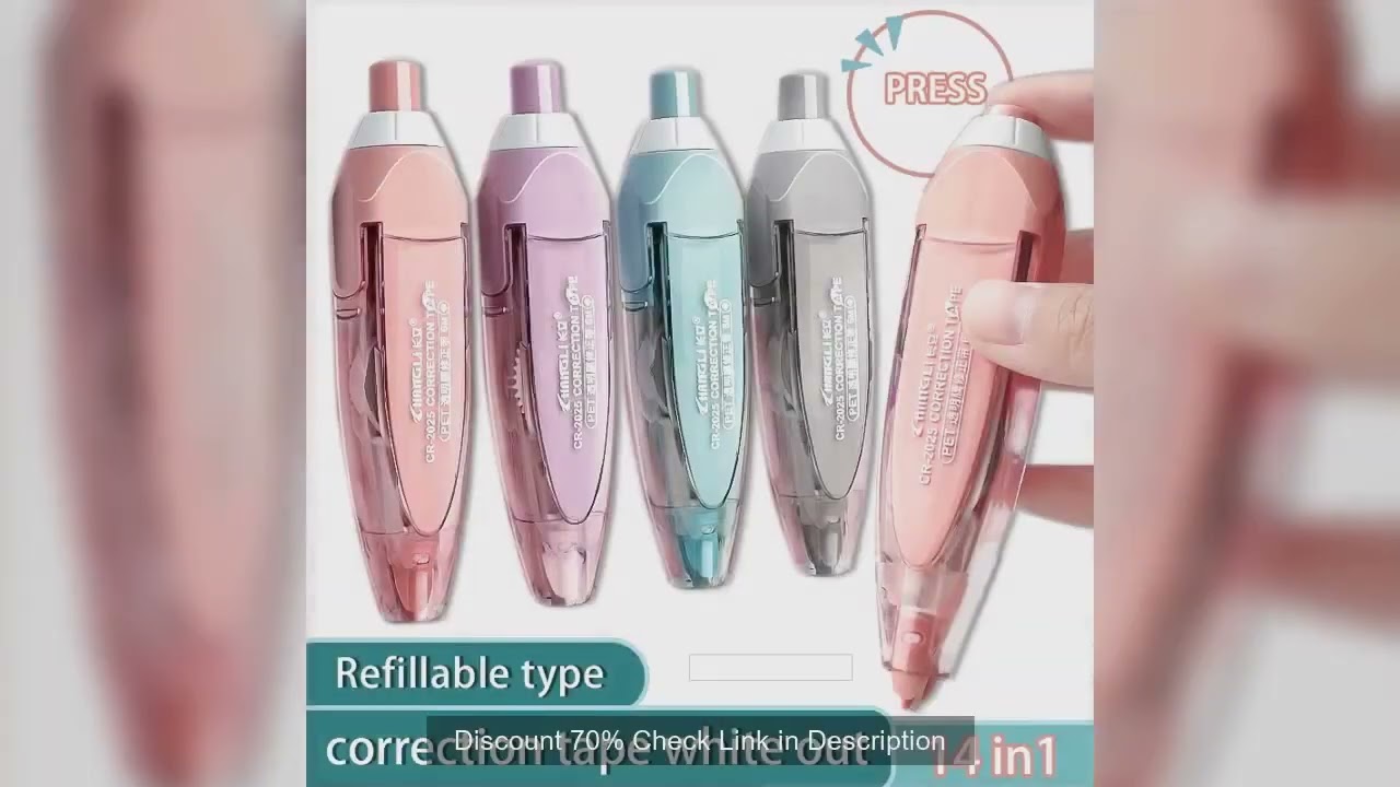 Refillable white out with 4 main bodies and 10 refills, portable correction tape for office and lear