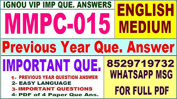 MMPC 015 Previous Year Question Paper in English | mmpc 015 important questions with answer