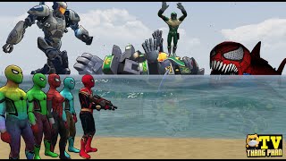 Thành Phố Chìm Trong Biển Nước ... Siêu Nhân Người Nhện Spider Man Tìm Cách Giải Cứu Siêu Nhân Robot