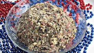 Салат закуска с грибами, сыром и колбасой