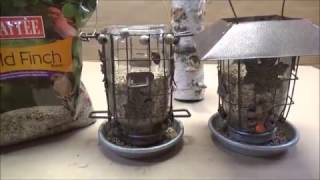 How I make a log suet bird feeder and recycle an old bird feeder.