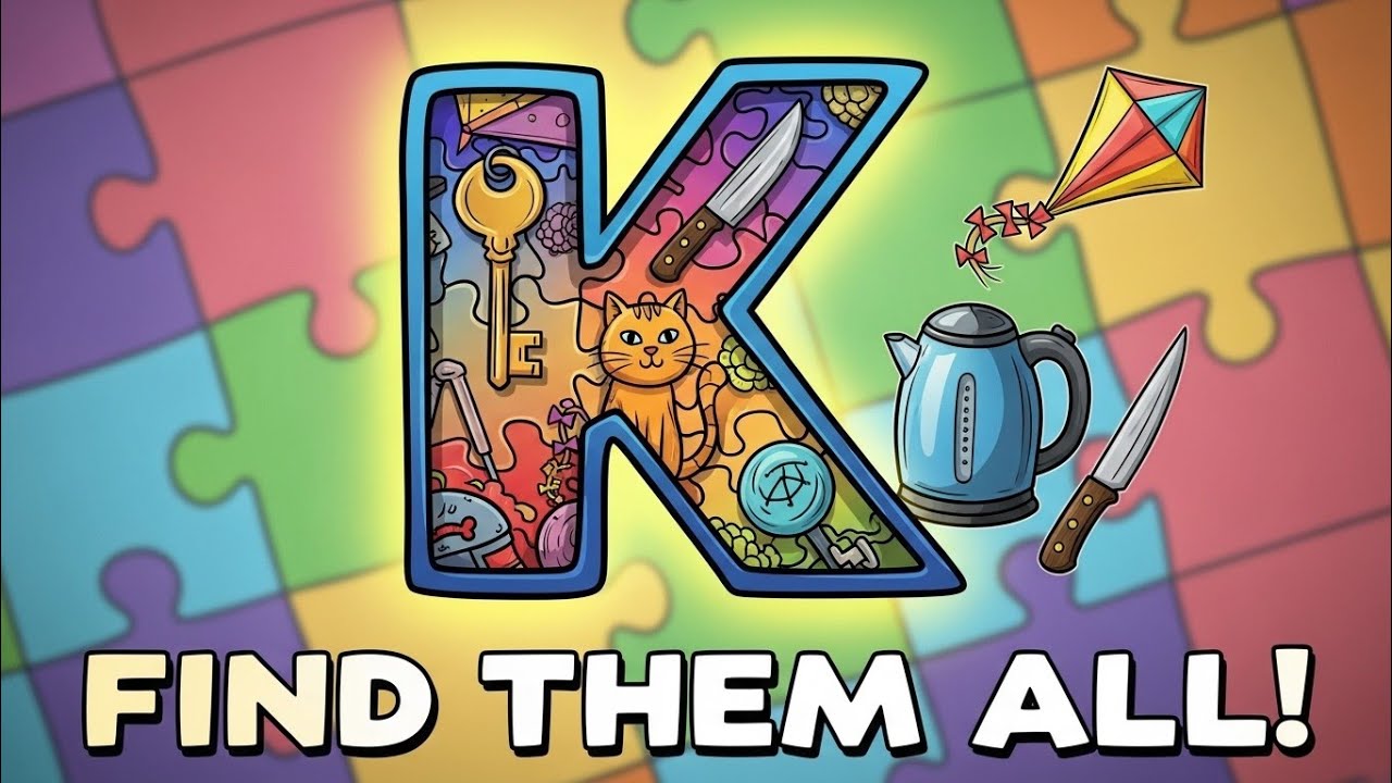 Letter K Puzzle Drawing Challenge! 🧩🧩 Can You Find All Objects🙂?