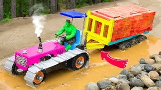 Diy making Trolley Heavy Truck full of Bricks loading | Tractor is stuck in the mud |Special wheel