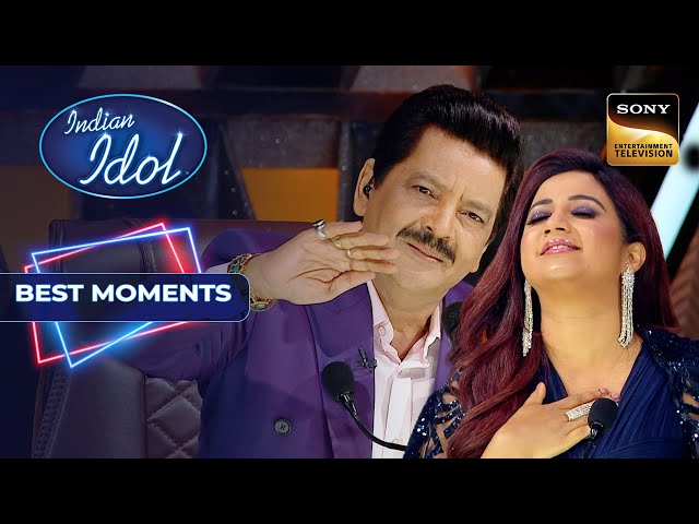 Indian Idol S14 | Udit Narayan जी की आवाज में गाना सुनते ही Shreya ने दिल थाम लिया | Best Moment class=