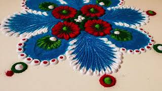 Quick Rangoli in 4 minutes l Beautiful floral rangoli design using simple tools