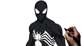 How To Draw Spiderman (Symbiote Suit) | Step By Step | Marvel