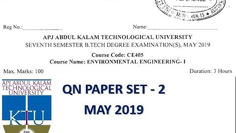 CE405: Environmental Engineering 1- May 2019- KTU solved qn paper