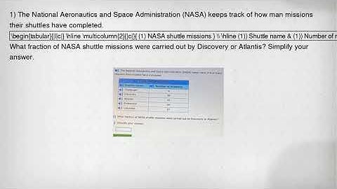 1) The National Aeronautics and Space Administration (NASA) keeps track of how man missions their sh