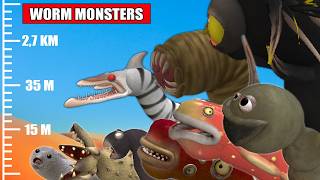 Length Comparison of Worm Monsters Simulated In Spore