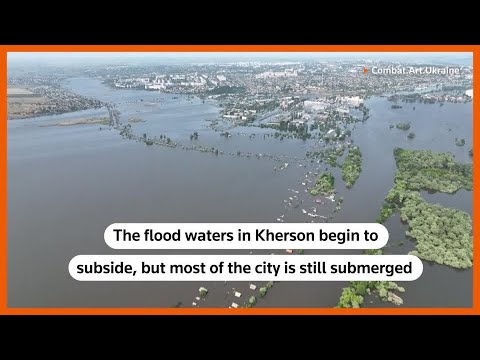 Drone footage shows flood waters in Kherson subsiding