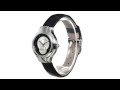 Philip stein  mini round watch with white mop and black dial on black alligator strap  sku8465666