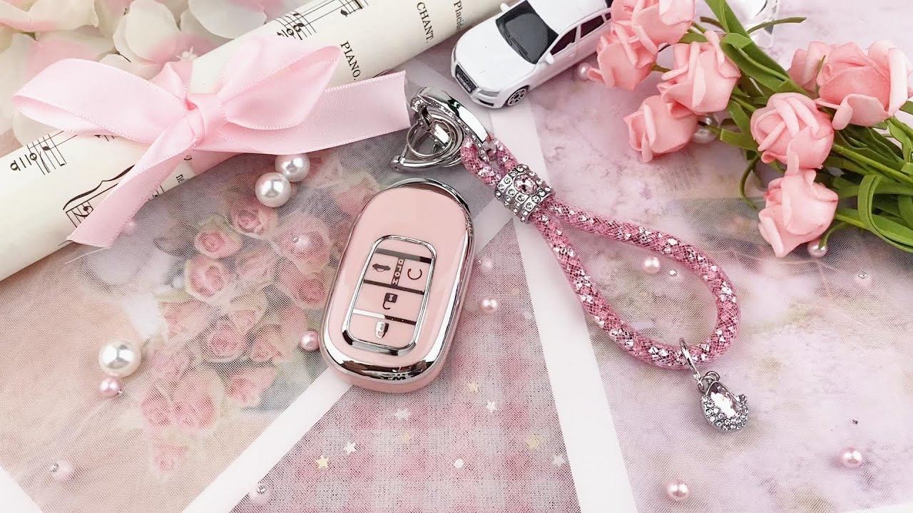 Pink Silver Diamond Car Key Cover for Honda - YouTube