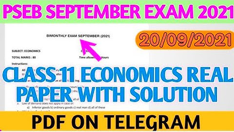 11th economics real paper 20 September bi-monthly exam with solution #pseb | Economic +1 real