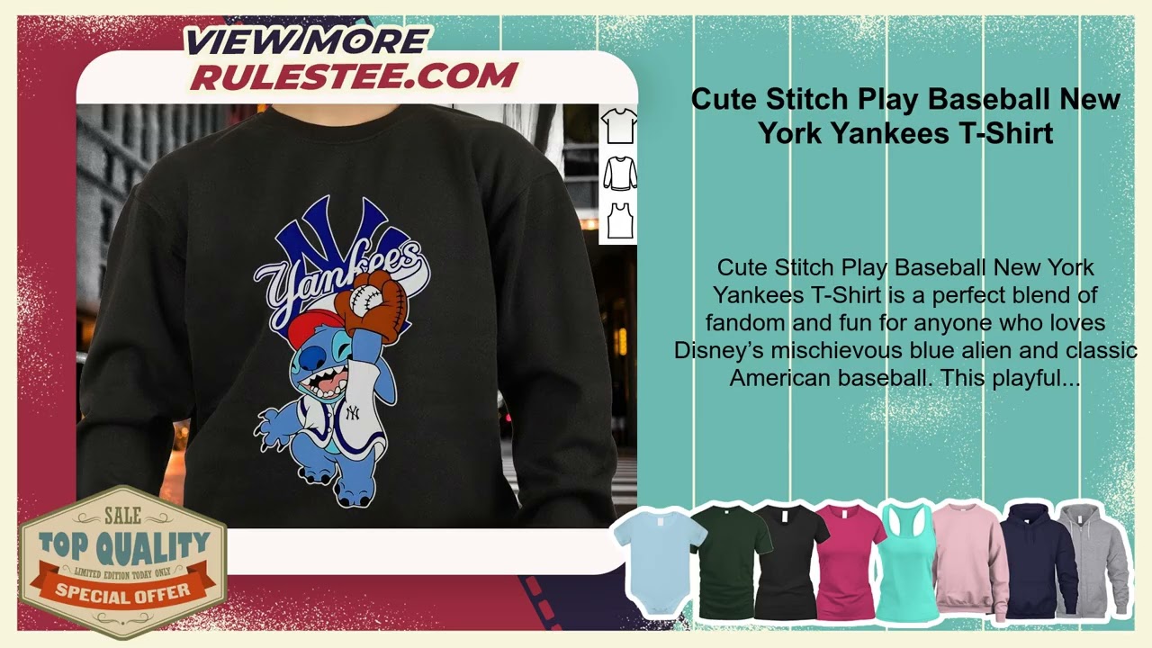 Cute Stitch Play Baseball New York Yankees T-Shirt