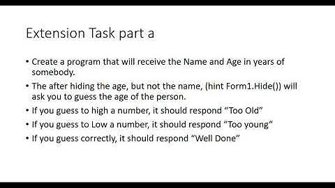 Visual Basic Tutorial extension task