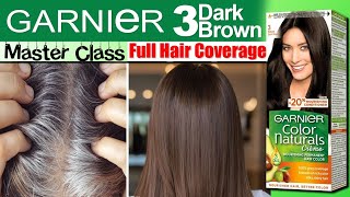 Garnier 3 Dark Brown Hair Color Review | 100% Grey Coverage Demo & Final Results | Shade 3.0