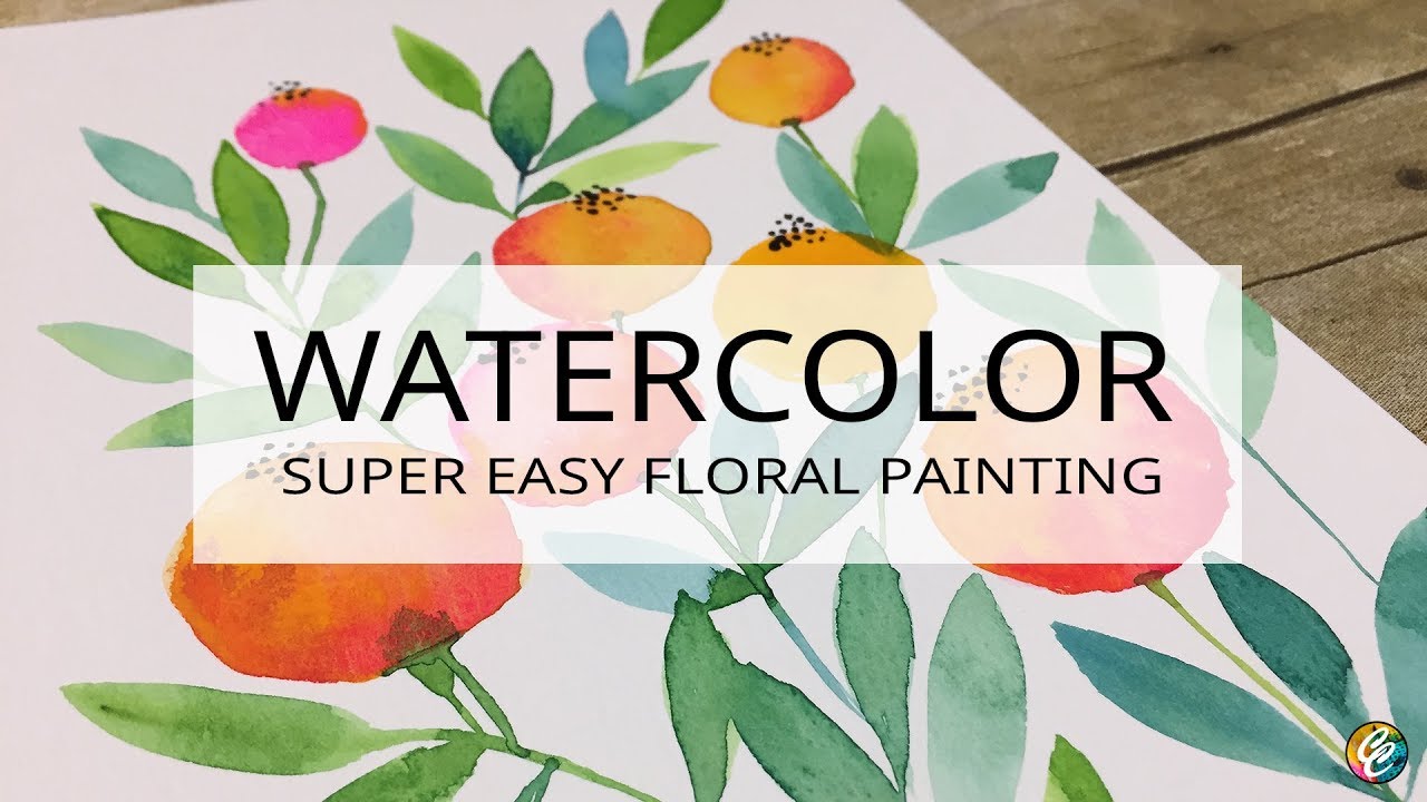super easy watercolor floral painting - YouTube