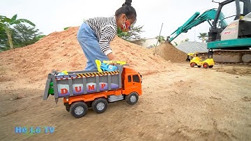 Máy Xúc Khổng Lồ | Xe Tải Bự | Xe Cẩu Múc Cát | Ô Tô chở Xe Đồ Chơi