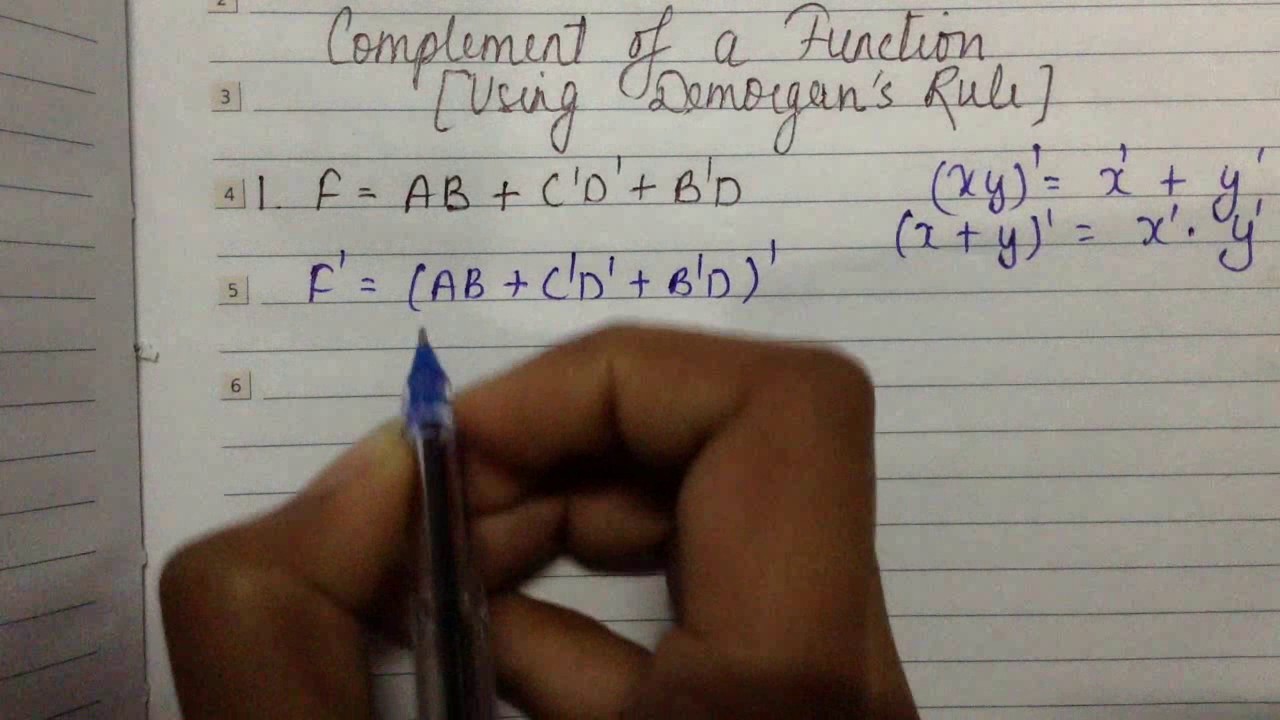 Complement Of A Function Using Demorgan'S Rule