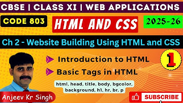 Class 11 Web Applications | Introduction to HTML & Basic Tags Explained | Chapter 2 | Code 803 CBSE