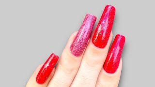 Long red sparkly nails
