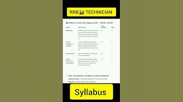 RRB🚂 Technician 2025 Syllabus & Exam Pattern 🛠️ | Grade I & III  #shorts #rrb