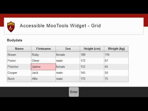 Accessible MooTools Grid