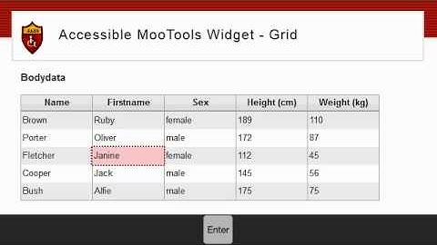 Accessible MooTools Grid