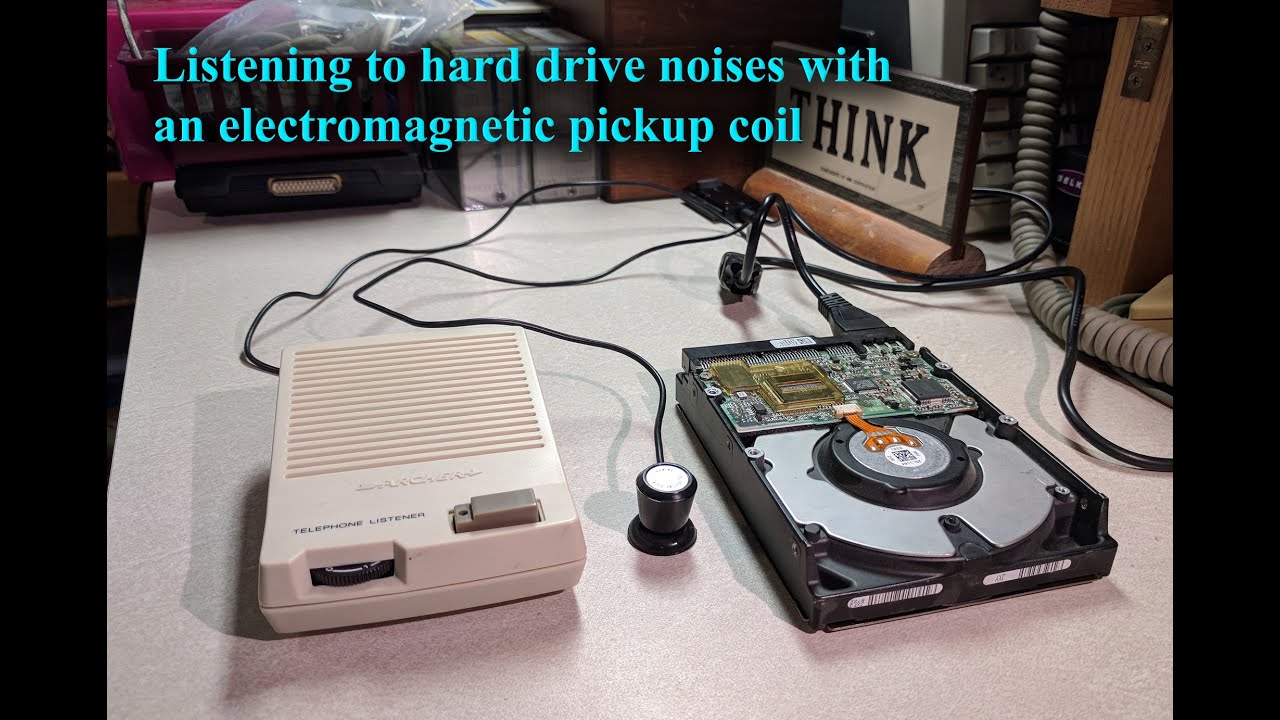 Listening to hard drive noises with an pickup coil