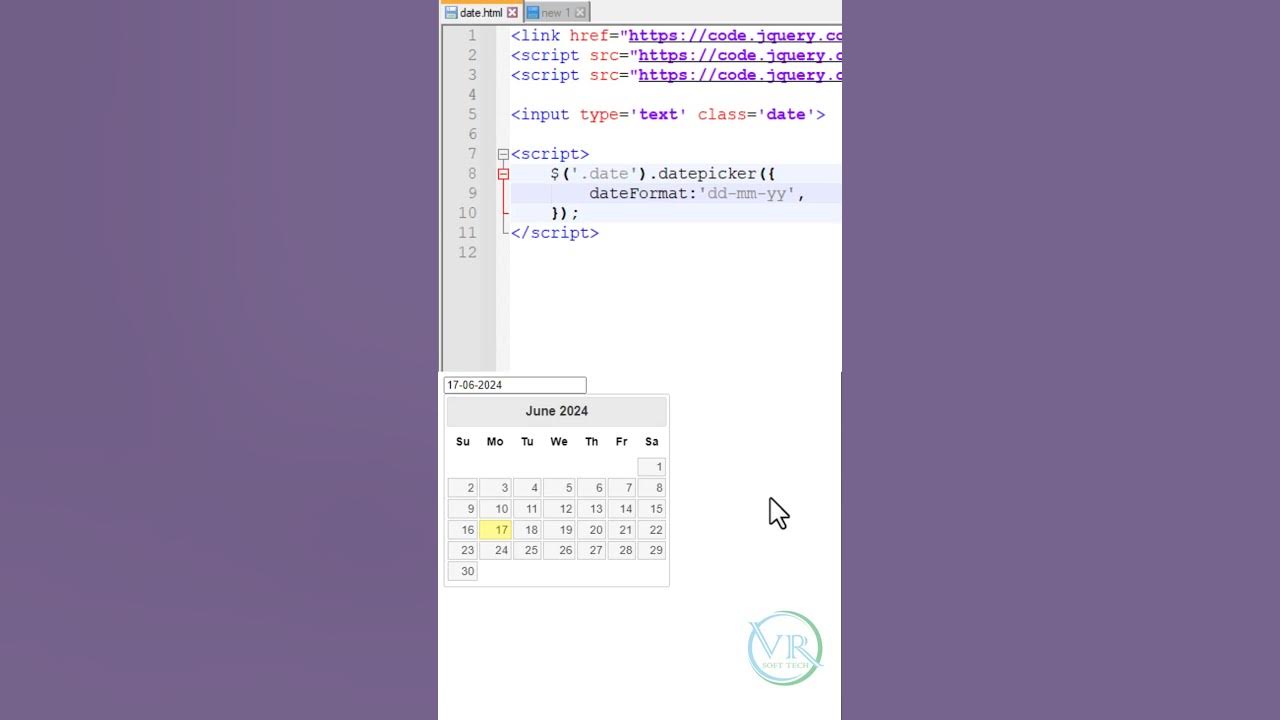 jQuery UI Date Picker #shorts #jquery #datepicker - YouTube