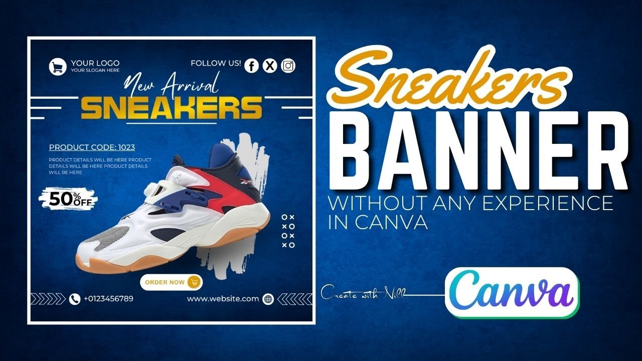 Create Professional Sneakers Poster Design Easily with Canva - Try Now!