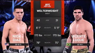 UFC on ABC 7 Nick Diaz vs Vicente Luque WW Co-Main Event Fight Simulation 🇺🇸🇺🇸🇧🇷👊🎮 Abu Dhabi UAE