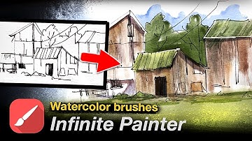 Watercolor brushes in Infinite Painter - Study of Peter Sheeler painting (timelapse)