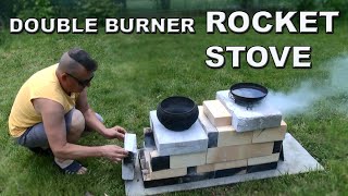 DIY double burner brick rocket stove + scheme of construction