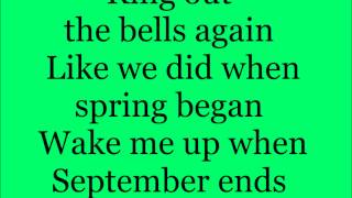 Wake Me Up When Semptember Ends - Green Day - Lyrics