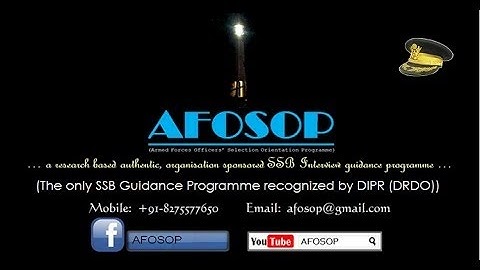 SSB Interview Guidance Programme (AFOSOP) - AFOSOP Registration open