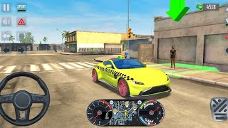 Taxi SIM 2020 | Driving Miami City: Aston Martin Vantage Yellow Car Simulator Android Gameplay