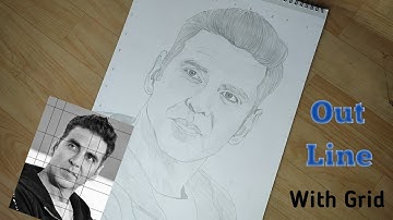 Akshay Kumar sketch out line with grid method